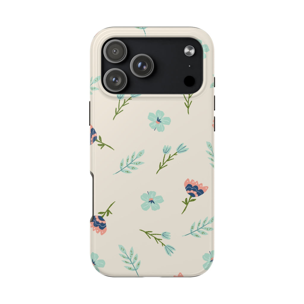 Floral Pattern Tough Phone Case — Pastel Wildflower Protective Phone Cover