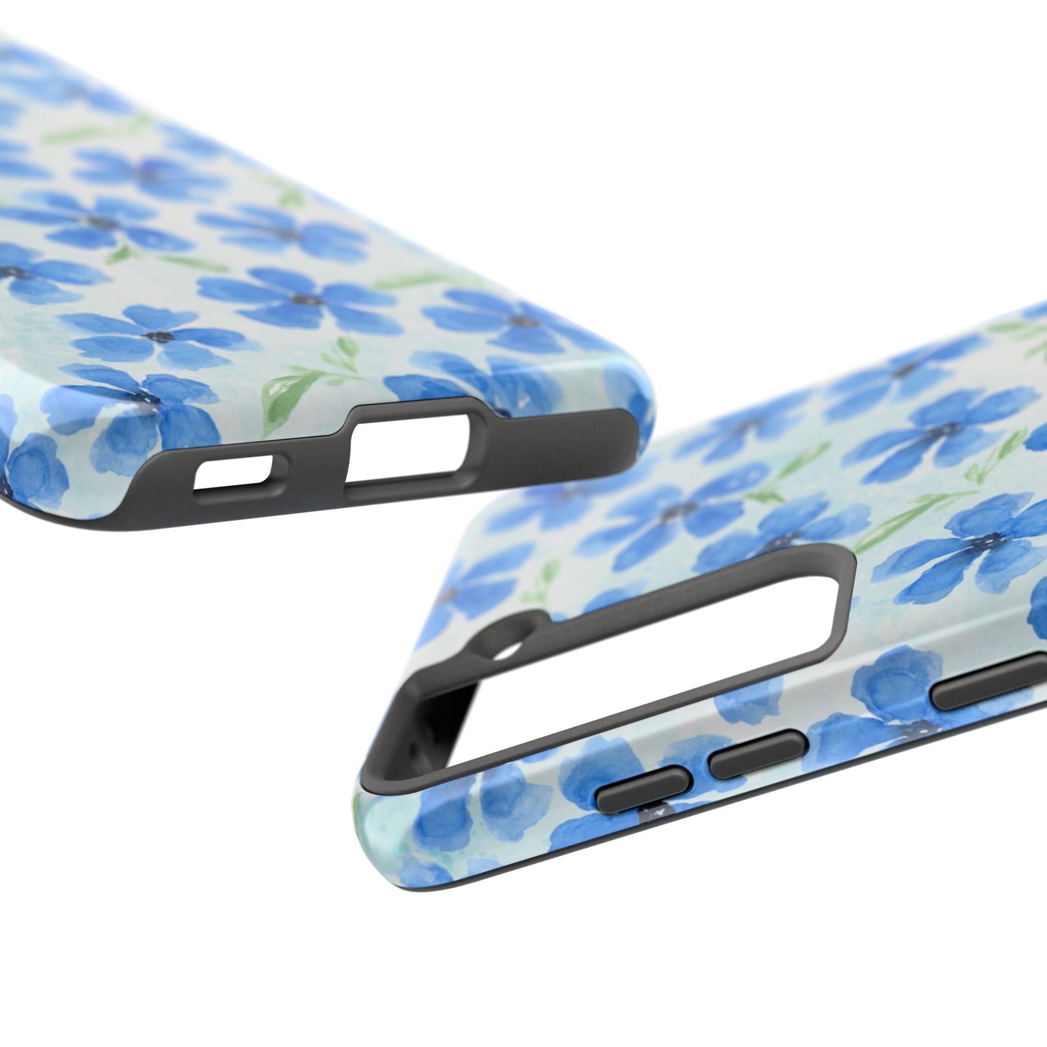 Blue Watercolor Floral Tough Phone Case — Durable Floral Phone Cover