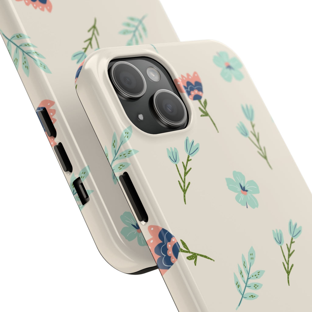 Floral Pattern Tough Phone Case — Pastel Wildflower Protective Phone Cover