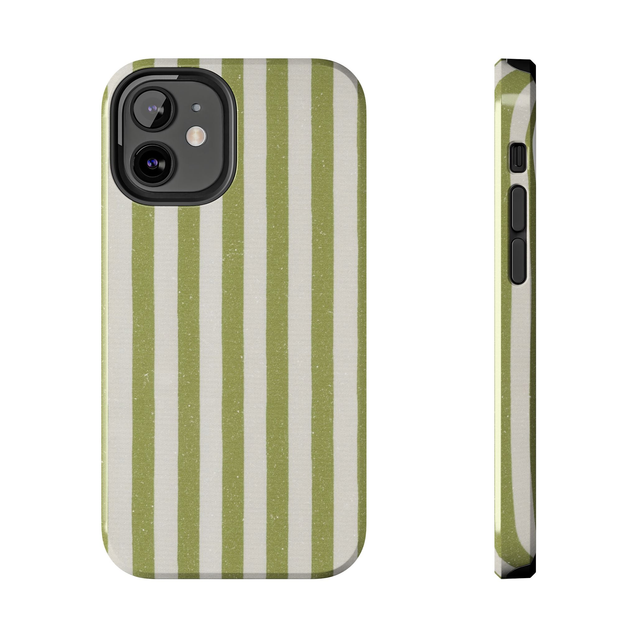 Olive Green Vertical Stripe Tough Phone Case — Durable Protective Cover