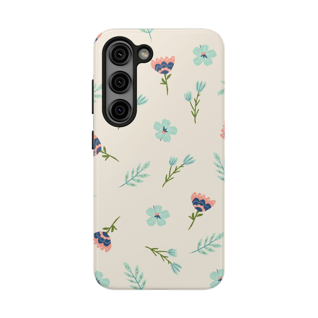 Floral Pattern Tough Phone Case — Pastel Wildflower Protective Phone Cover