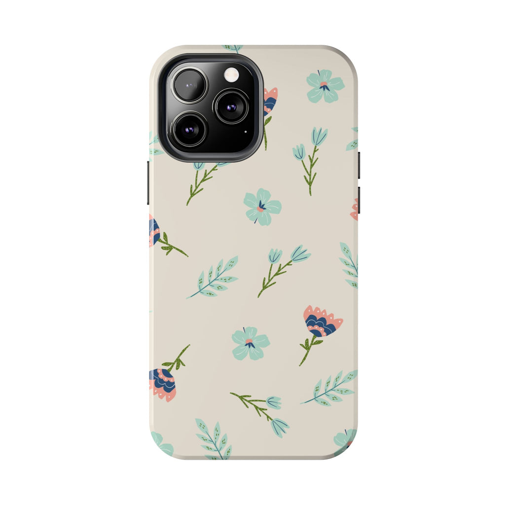 Floral Pattern Tough Phone Case — Pastel Wildflower Protective Phone Cover