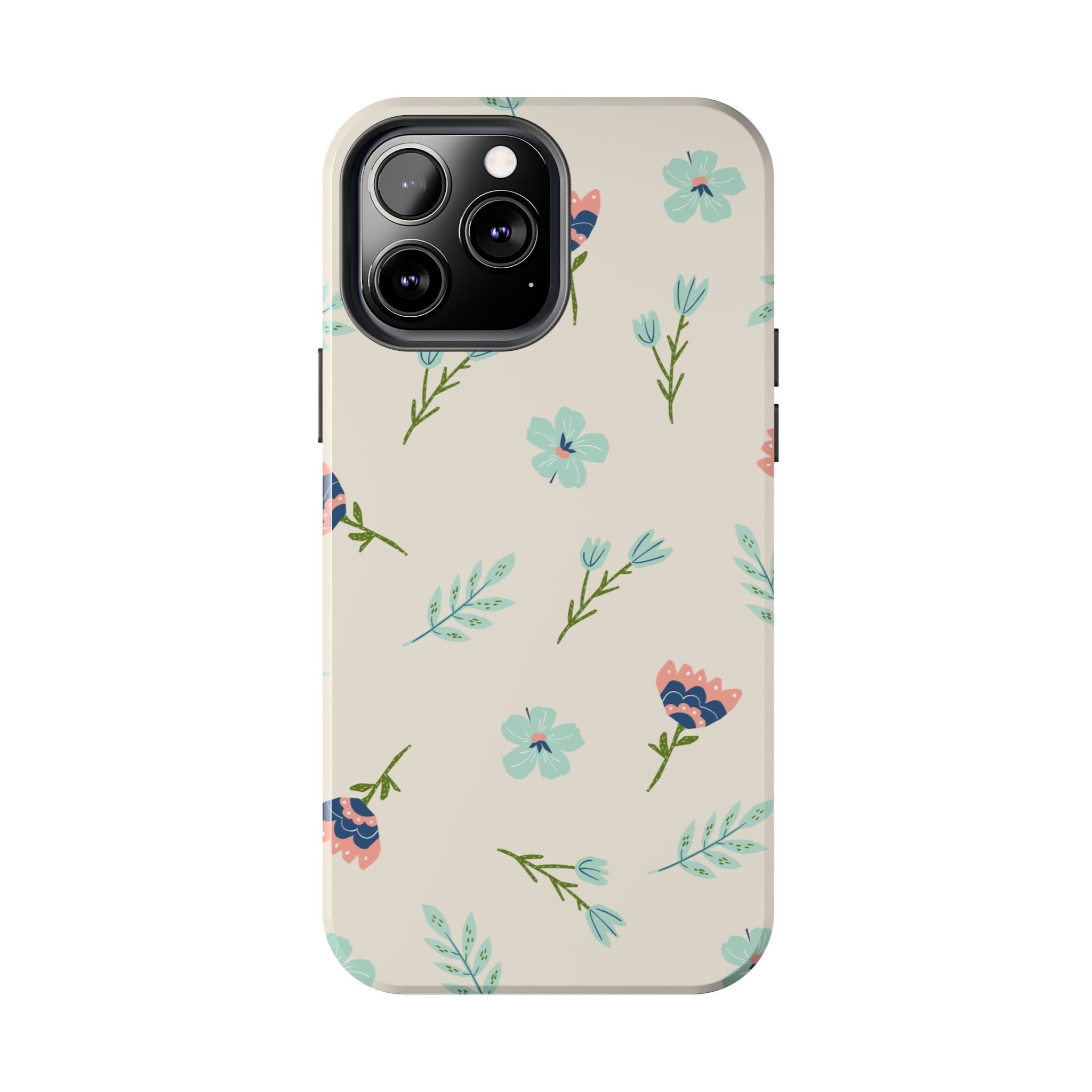 Floral Pattern Tough Phone Case — Pastel Wildflower Protective Phone Cover