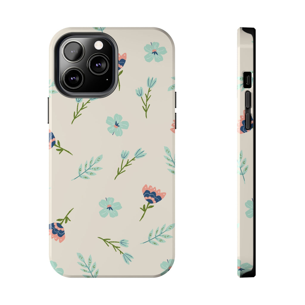 Floral Pattern Tough Phone Case — Pastel Wildflower Protective Phone Cover