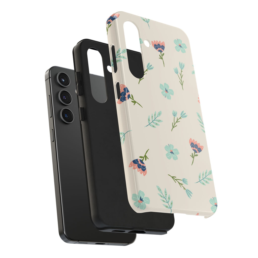 Floral Pattern Tough Phone Case — Pastel Wildflower Protective Phone Cover