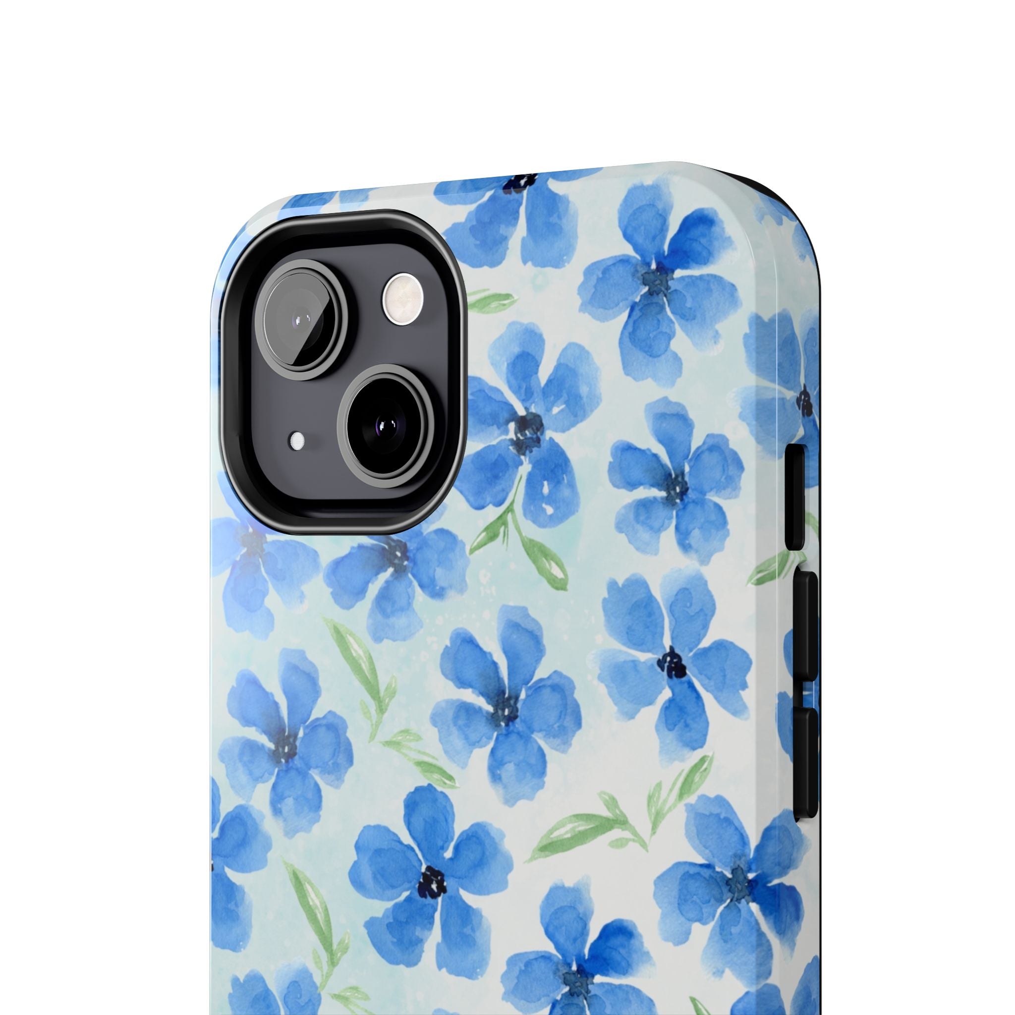 Blue Watercolor Floral Tough Phone Case — Durable Floral Phone Cover