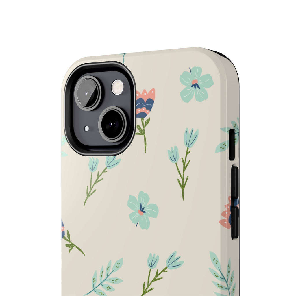 Floral Pattern Tough Phone Case — Pastel Wildflower Protective Phone Cover