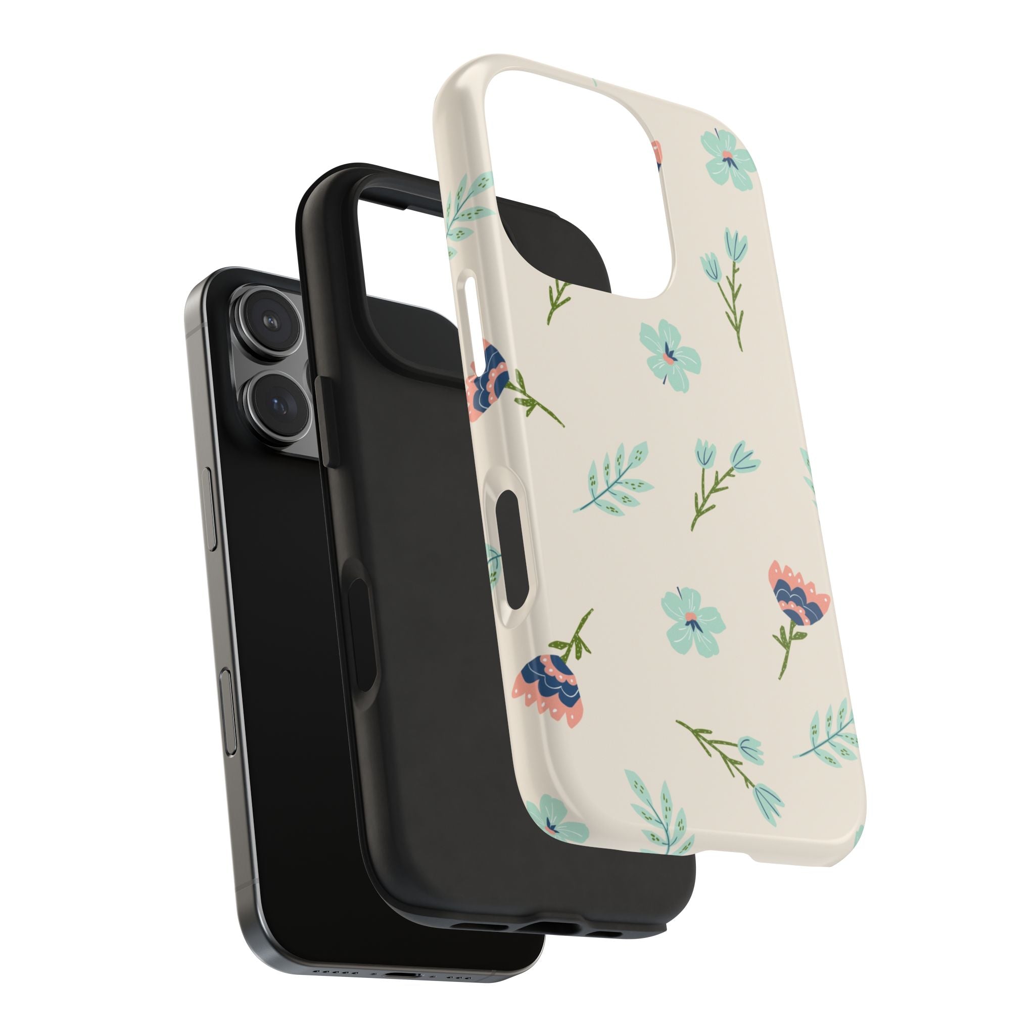 Floral Pattern Tough Phone Case — Pastel Wildflower Protective Phone Cover