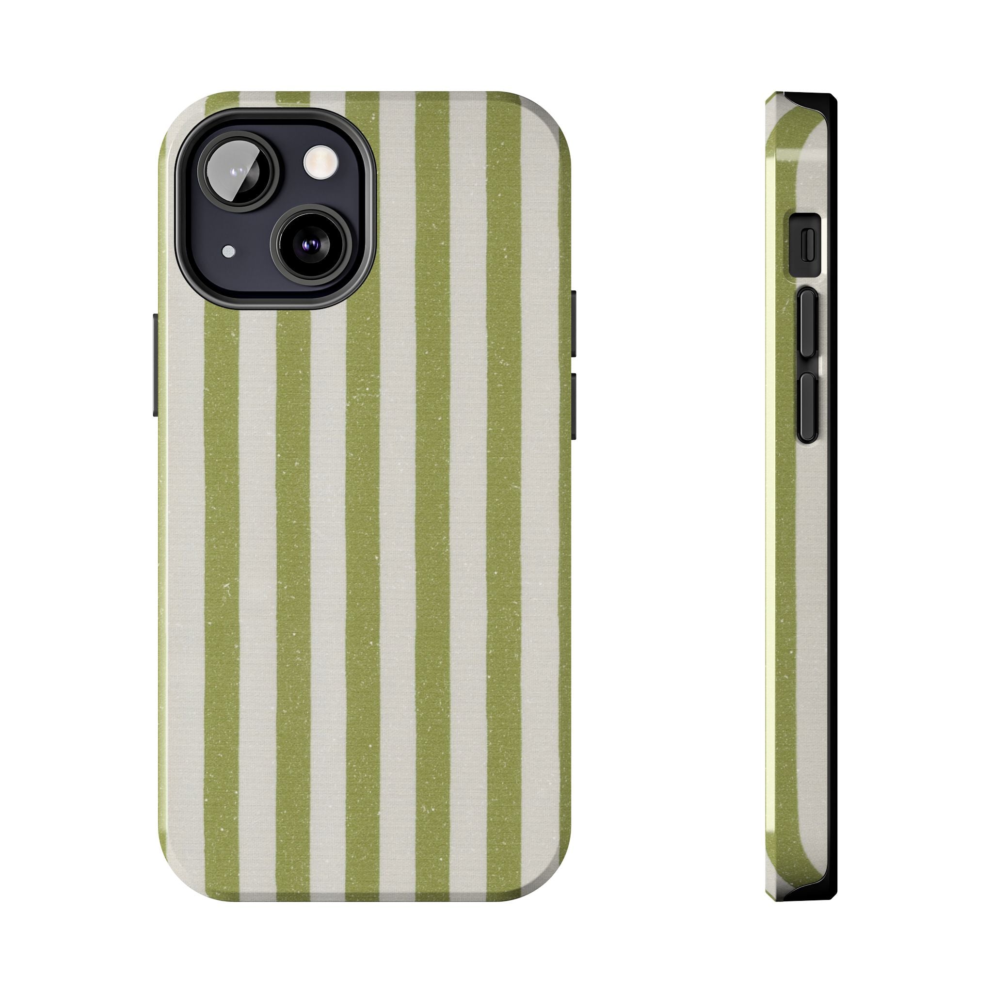 Olive Green Vertical Stripe Tough Phone Case — Durable Protective Cover