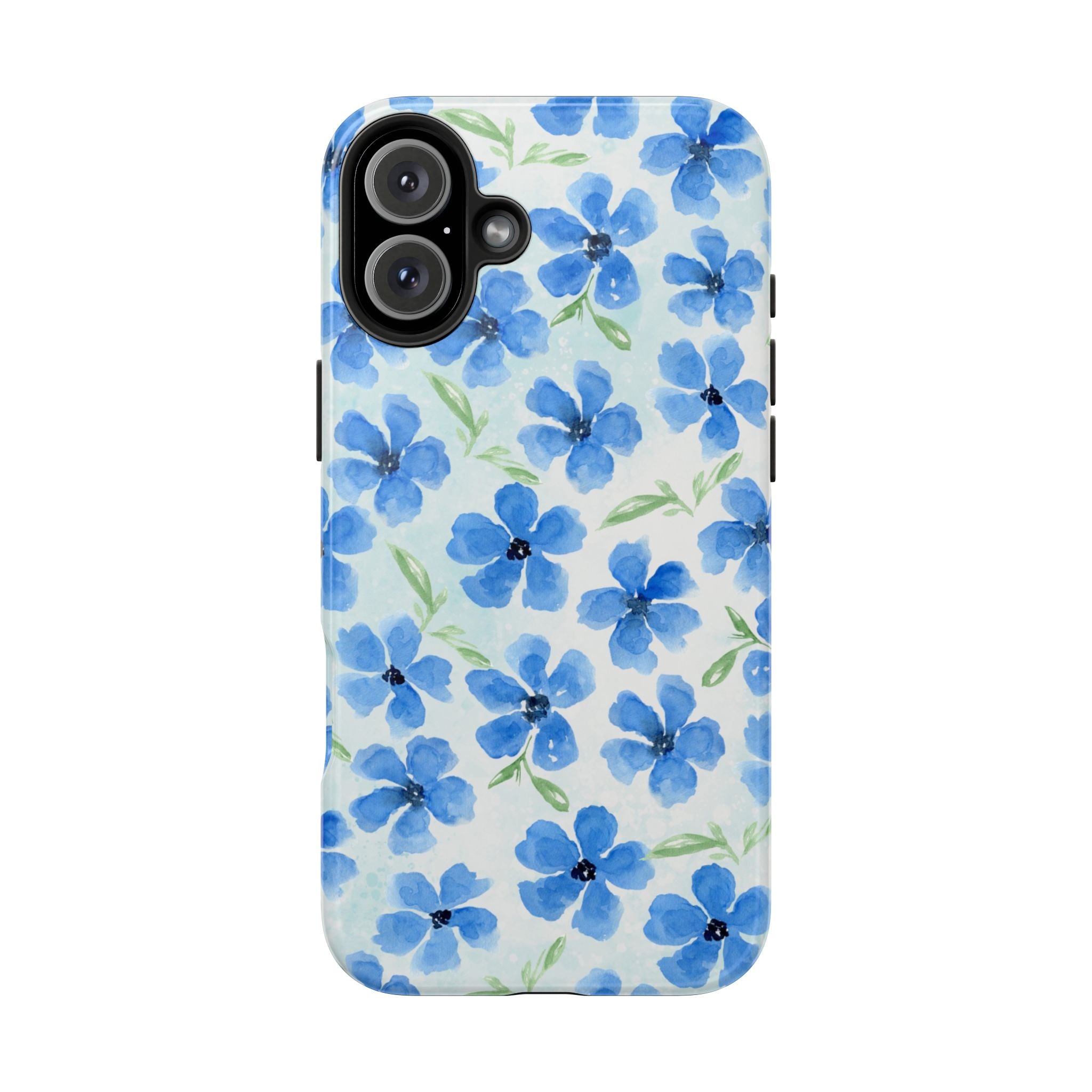 Blue Watercolor Floral Tough Phone Case — Durable Floral Phone Cover
