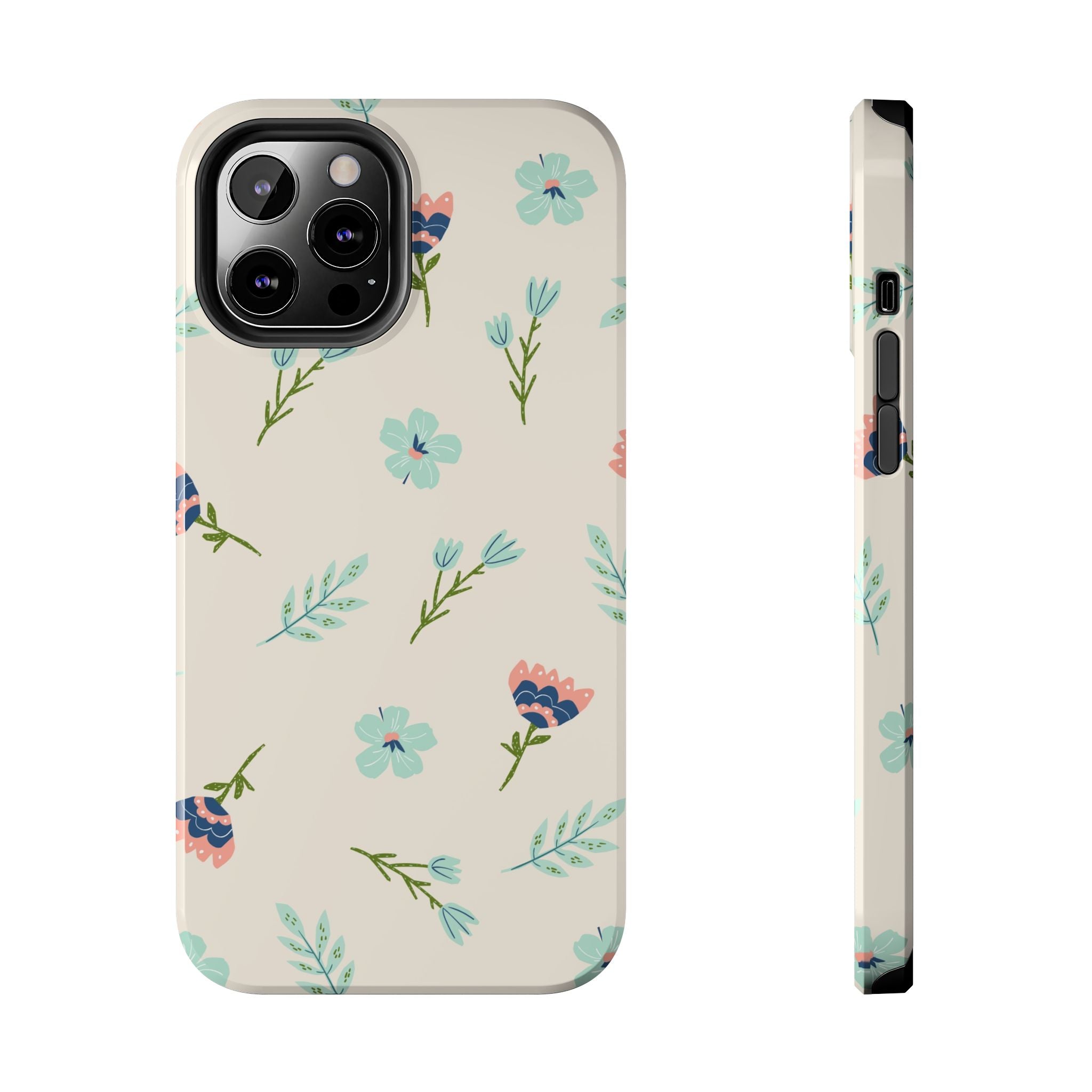 Floral Pattern Tough Phone Case — Pastel Wildflower Protective Phone Cover