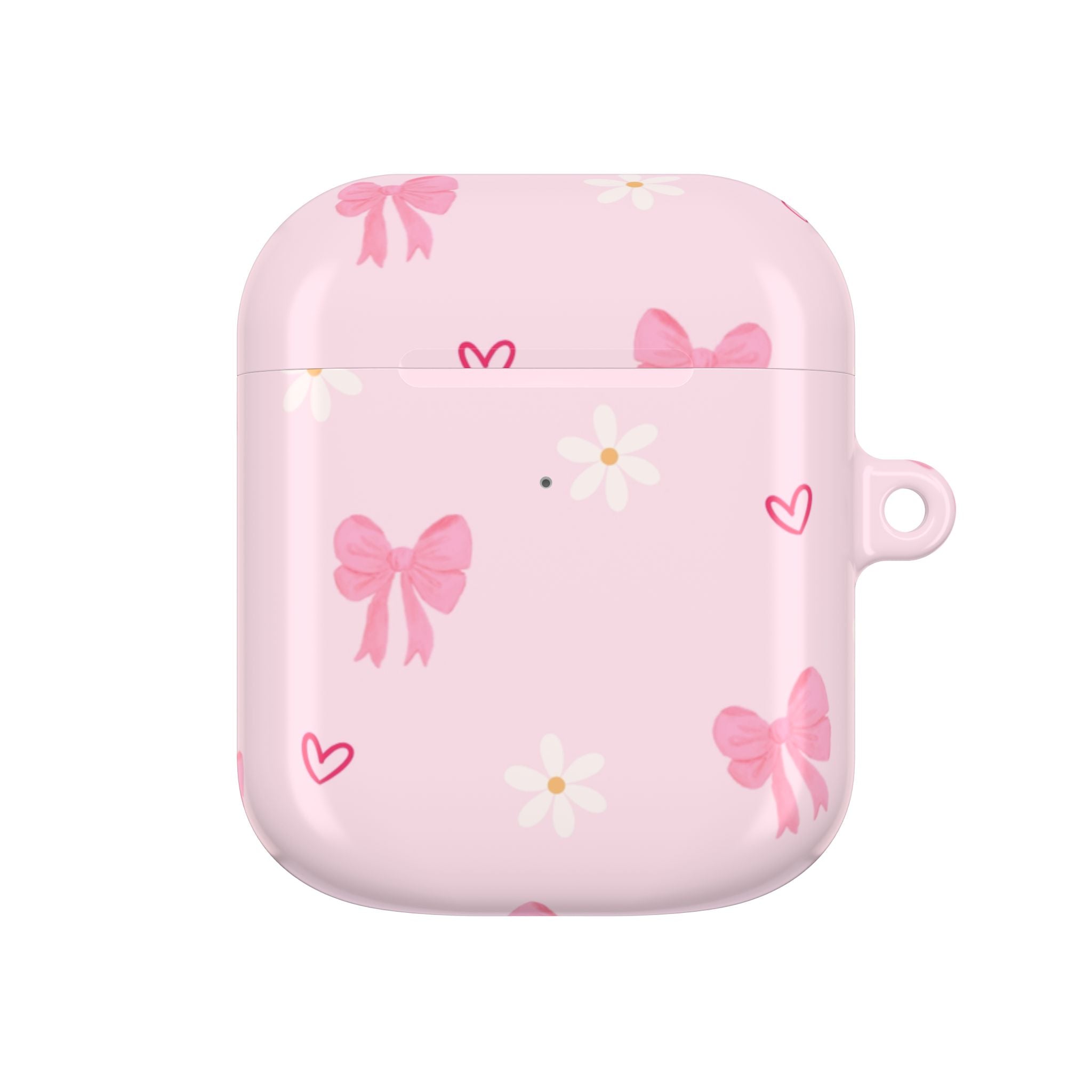 Pink Bow AirPod Case – Cute Floral Hearts Silicone Cover