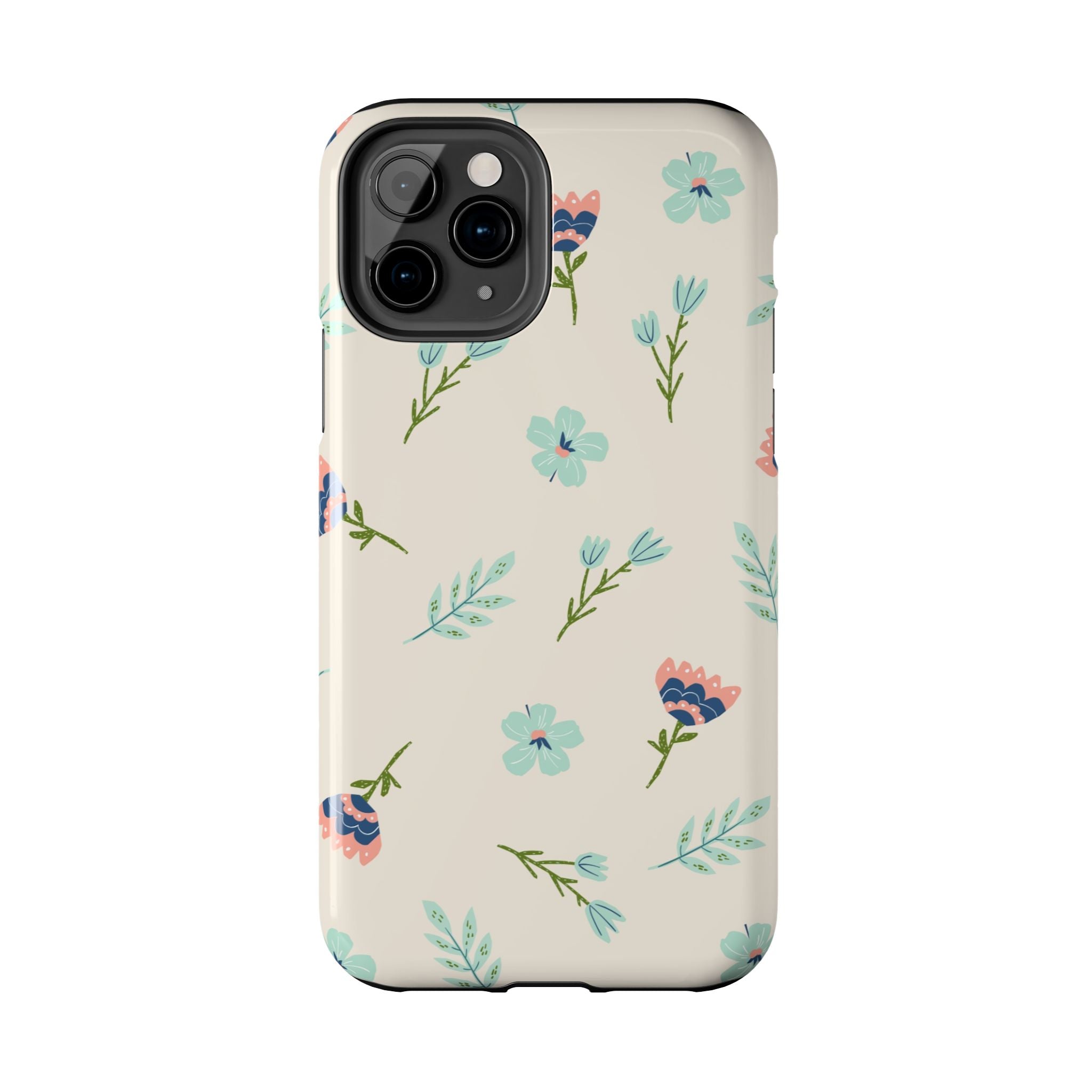 Floral Pattern Tough Phone Case — Pastel Wildflower Protective Phone Cover