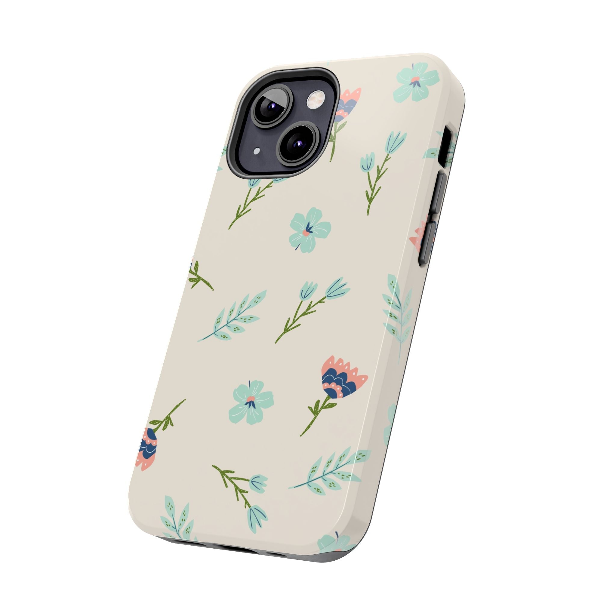 Floral Pattern Tough Phone Case — Pastel Wildflower Protective Phone Cover