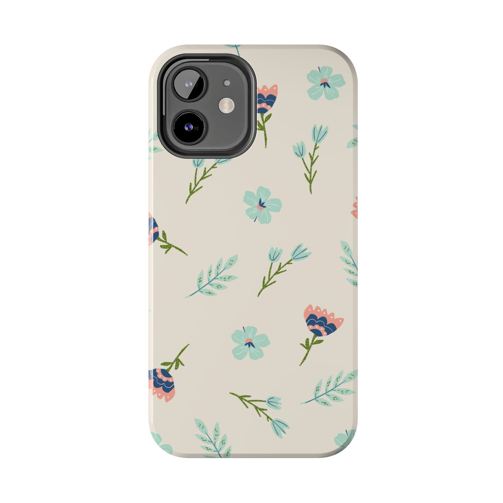 Floral Pattern Tough Phone Case — Pastel Wildflower Protective Phone Cover
