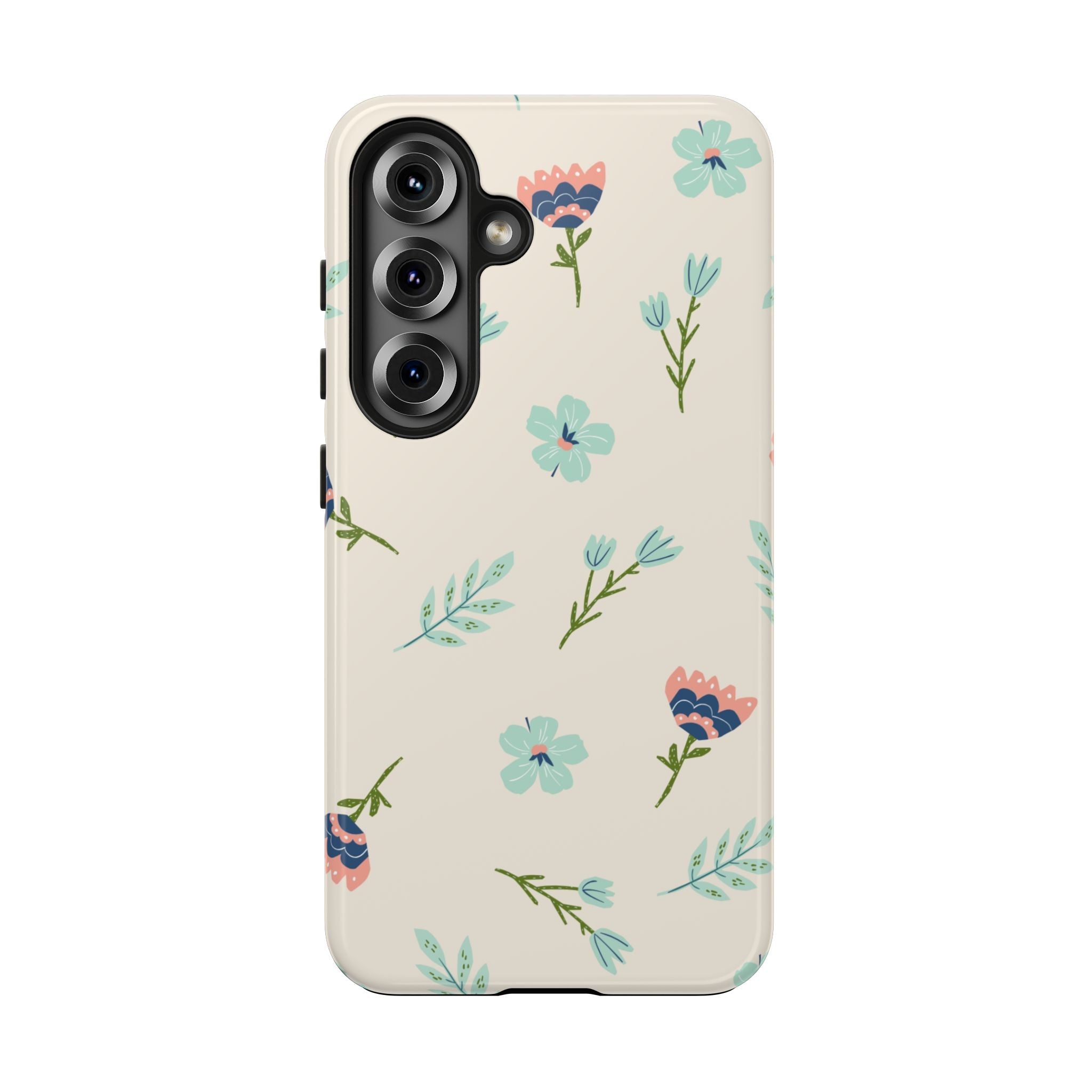 Floral Pattern Tough Phone Case — Pastel Wildflower Protective Phone Cover