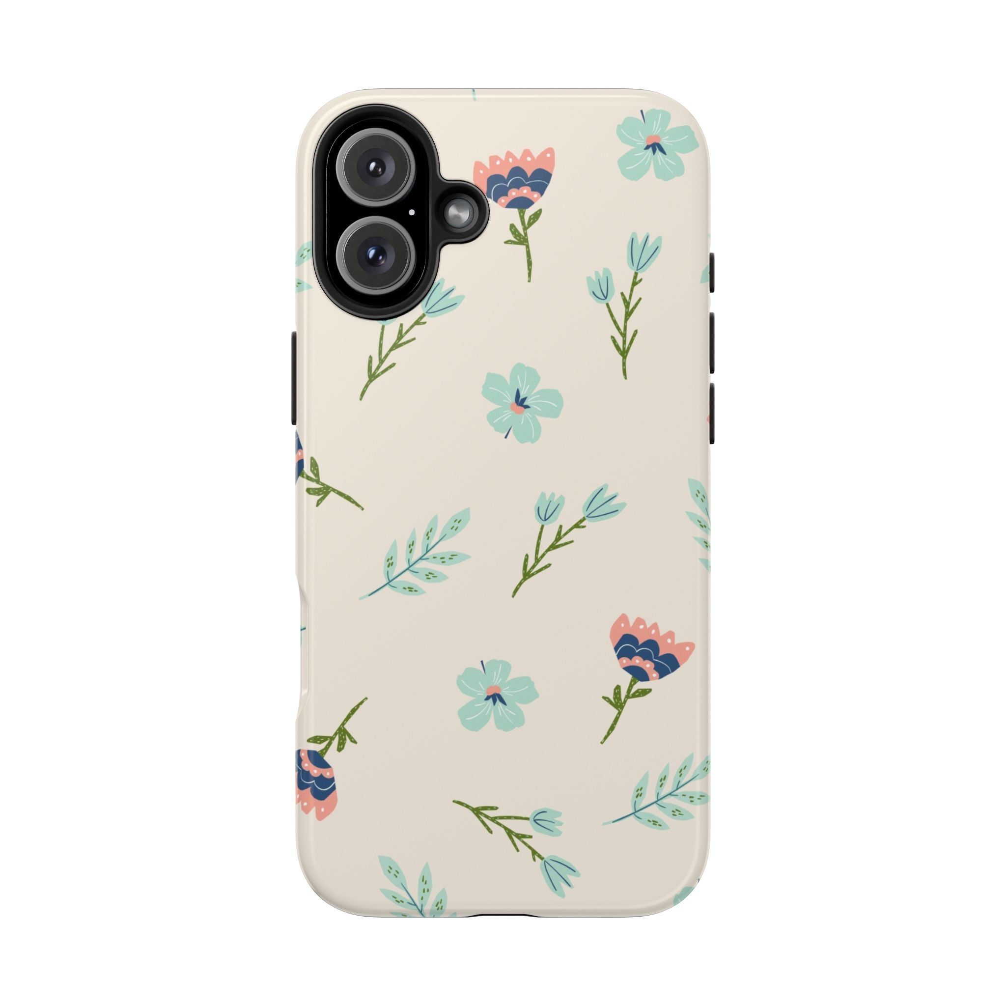 Floral Pattern Tough Phone Case — Pastel Wildflower Protective Phone Cover