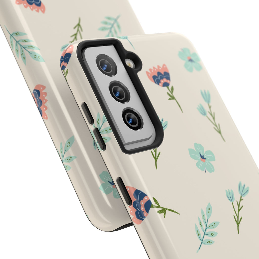 Floral Pattern Tough Phone Case — Pastel Wildflower Protective Phone Cover