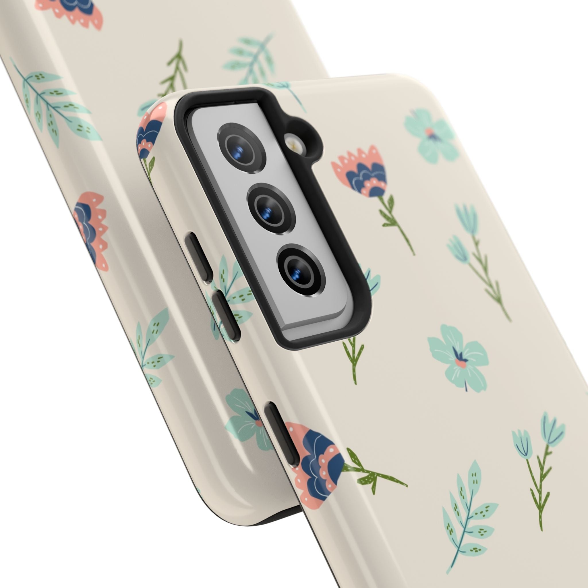 Floral Pattern Tough Phone Case — Pastel Wildflower Protective Phone Cover