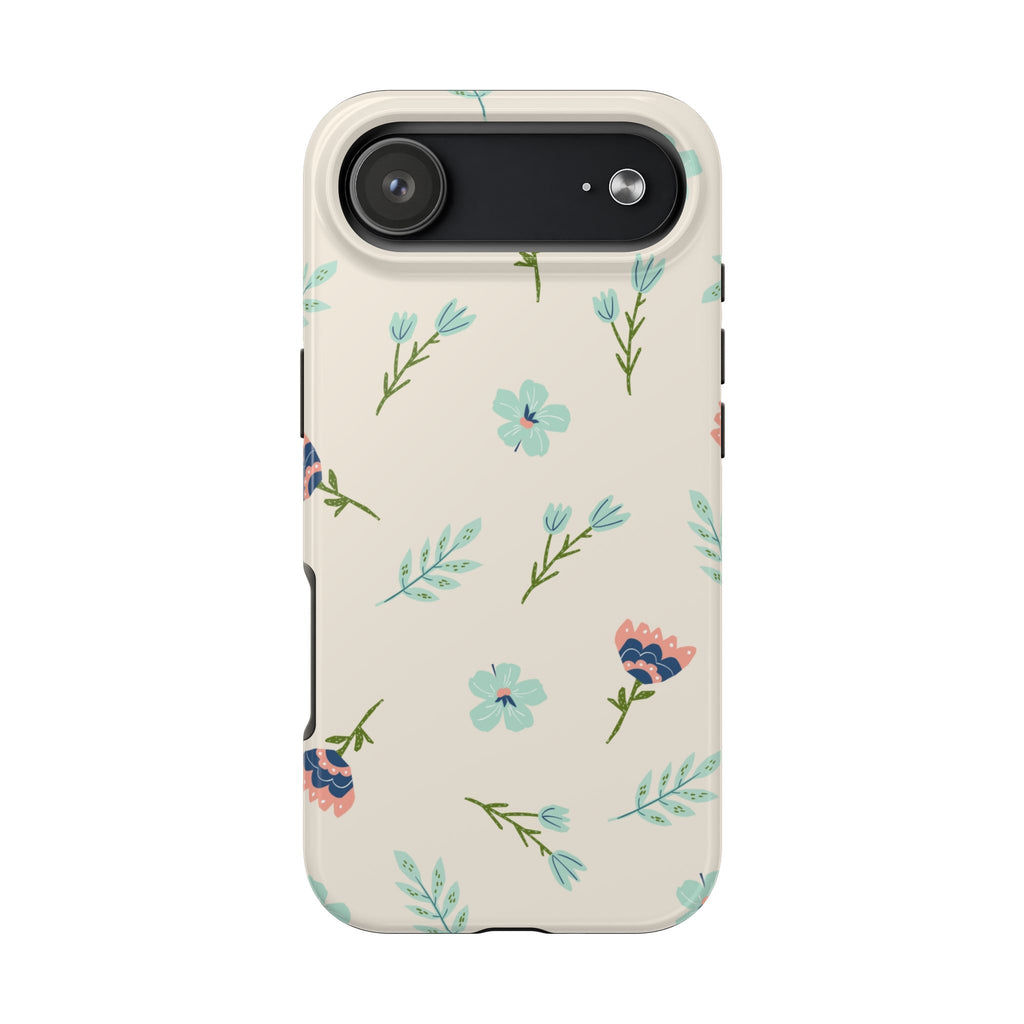 Floral Pattern Tough Phone Case — Pastel Wildflower Protective Phone Cover