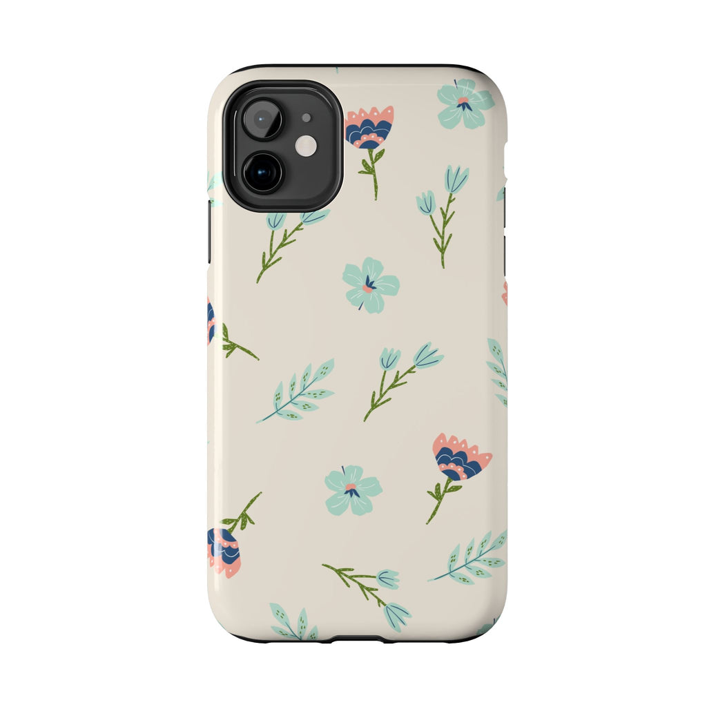 Floral Pattern Tough Phone Case — Pastel Wildflower Protective Phone Cover