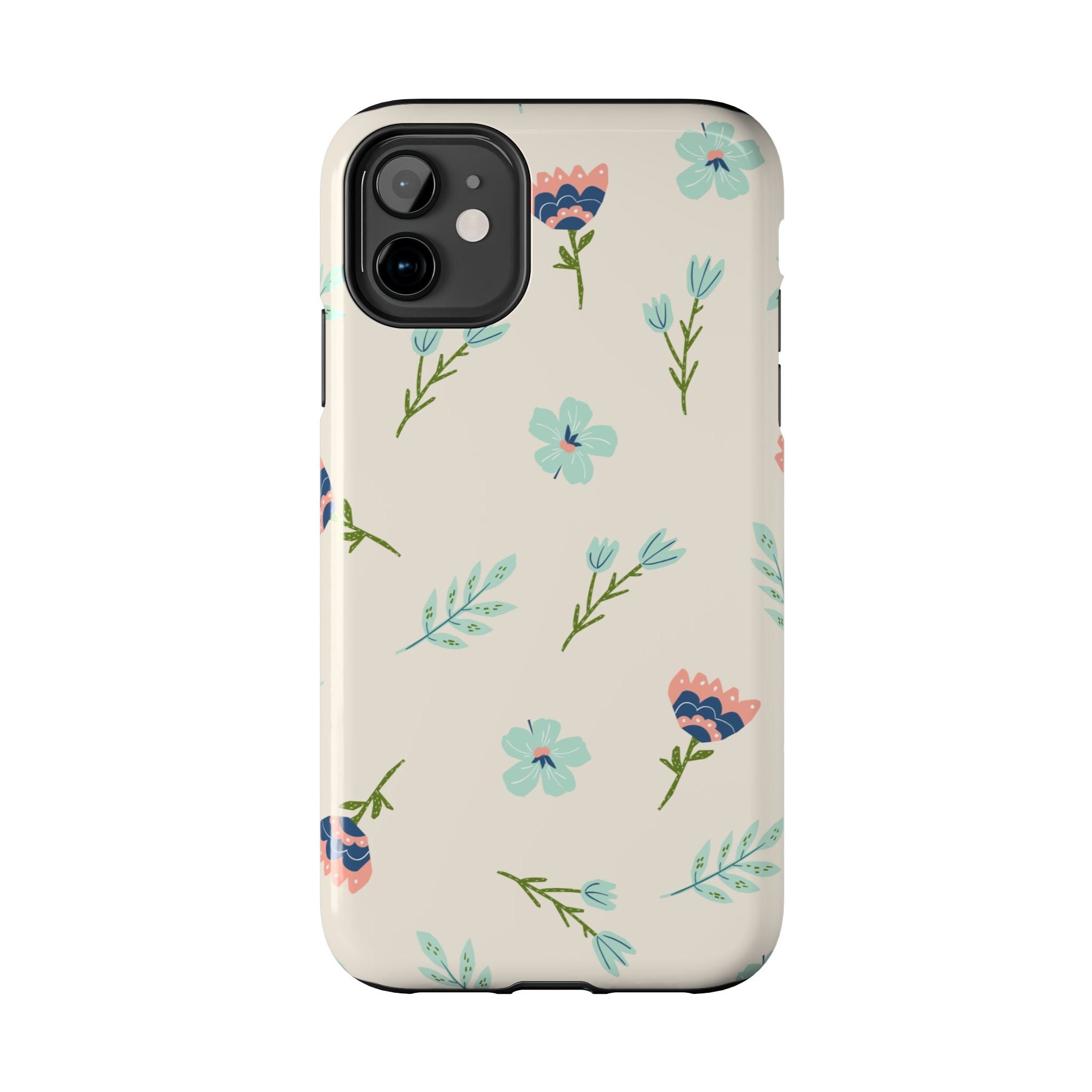 Floral Pattern Tough Phone Case — Pastel Wildflower Protective Phone Cover
