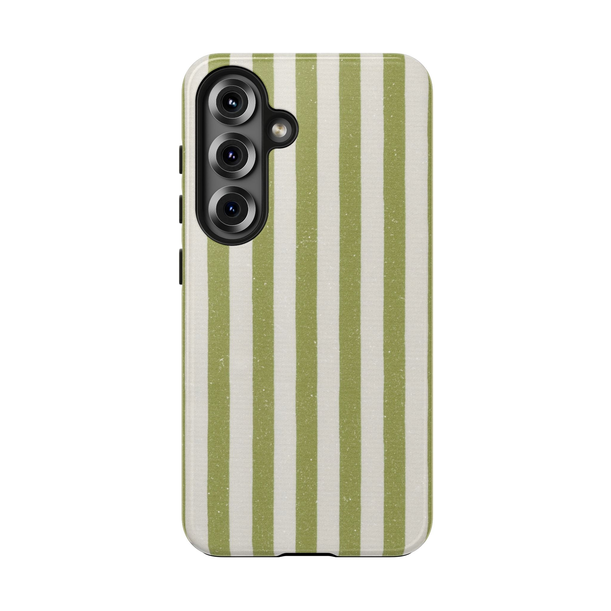 Olive Green Vertical Stripe Tough Phone Case — Durable Protective Cover