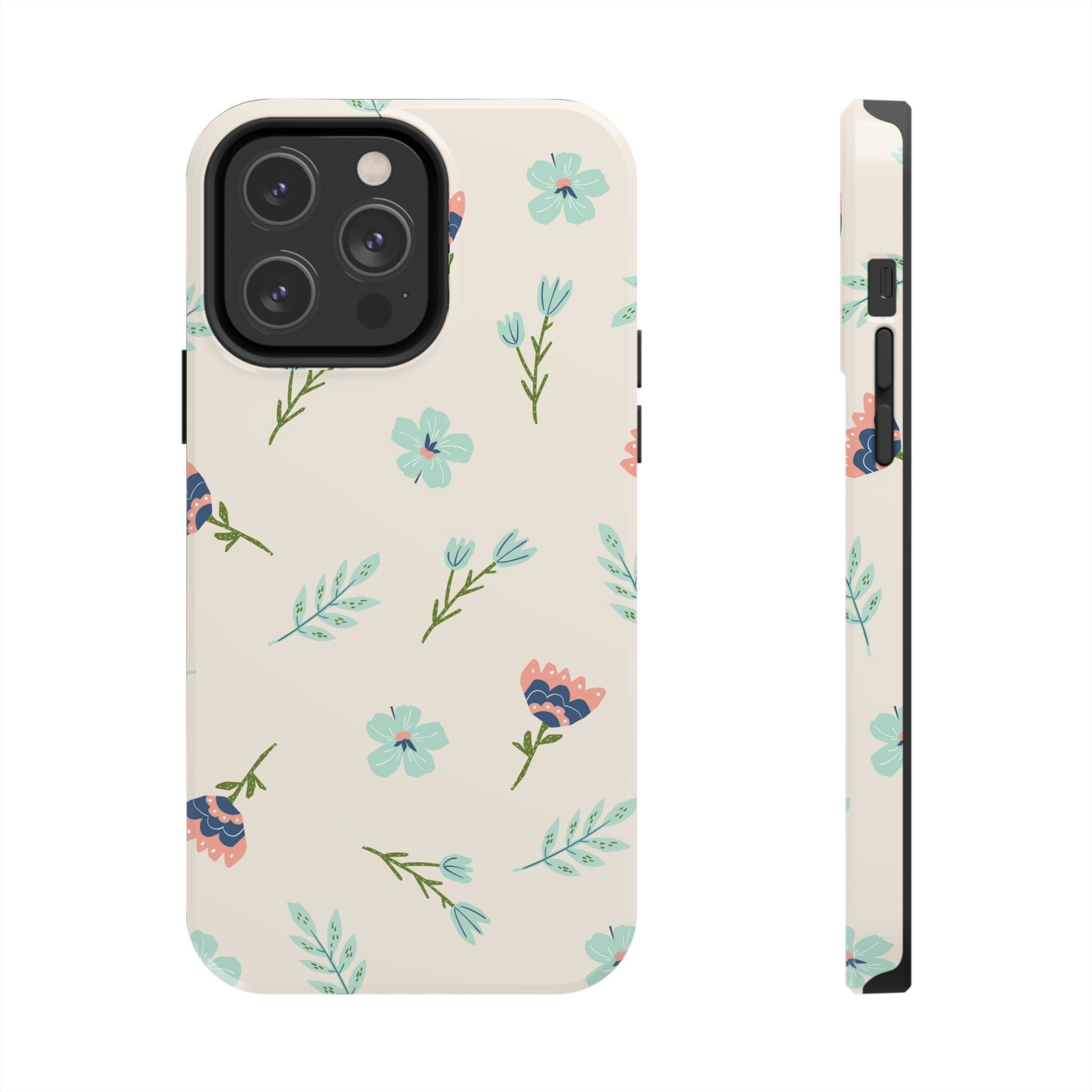 Floral Pattern Tough Phone Case — Pastel Wildflower Protective Phone Cover