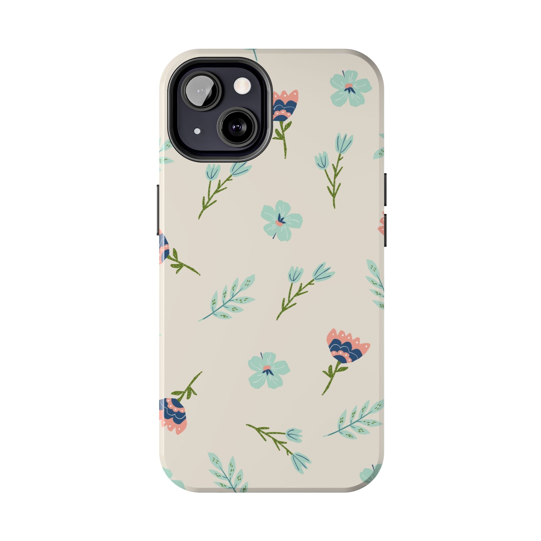 Floral Pattern Tough Phone Case — Pastel Wildflower Protective Phone Cover