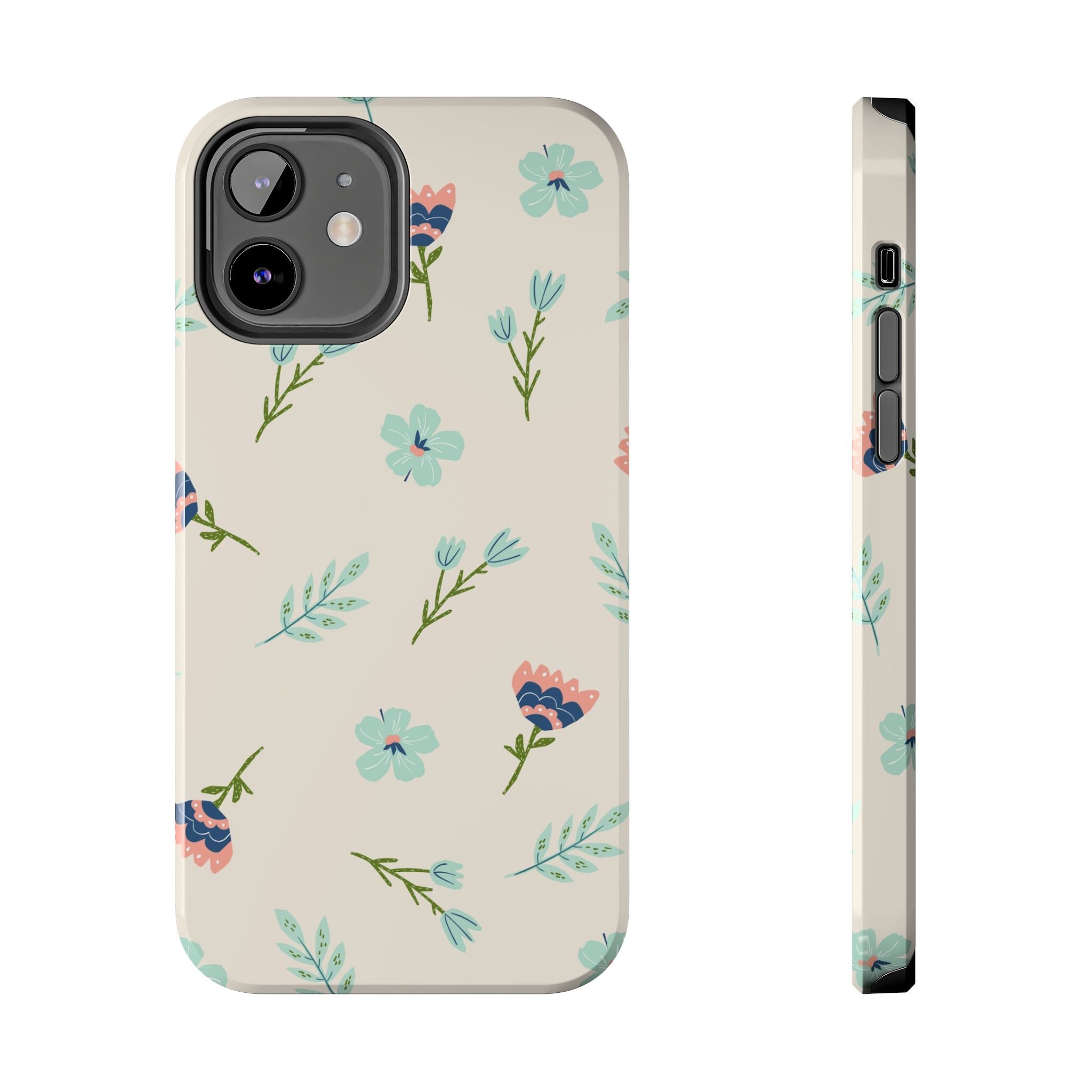 Floral Pattern Tough Phone Case — Pastel Wildflower Protective Phone Cover