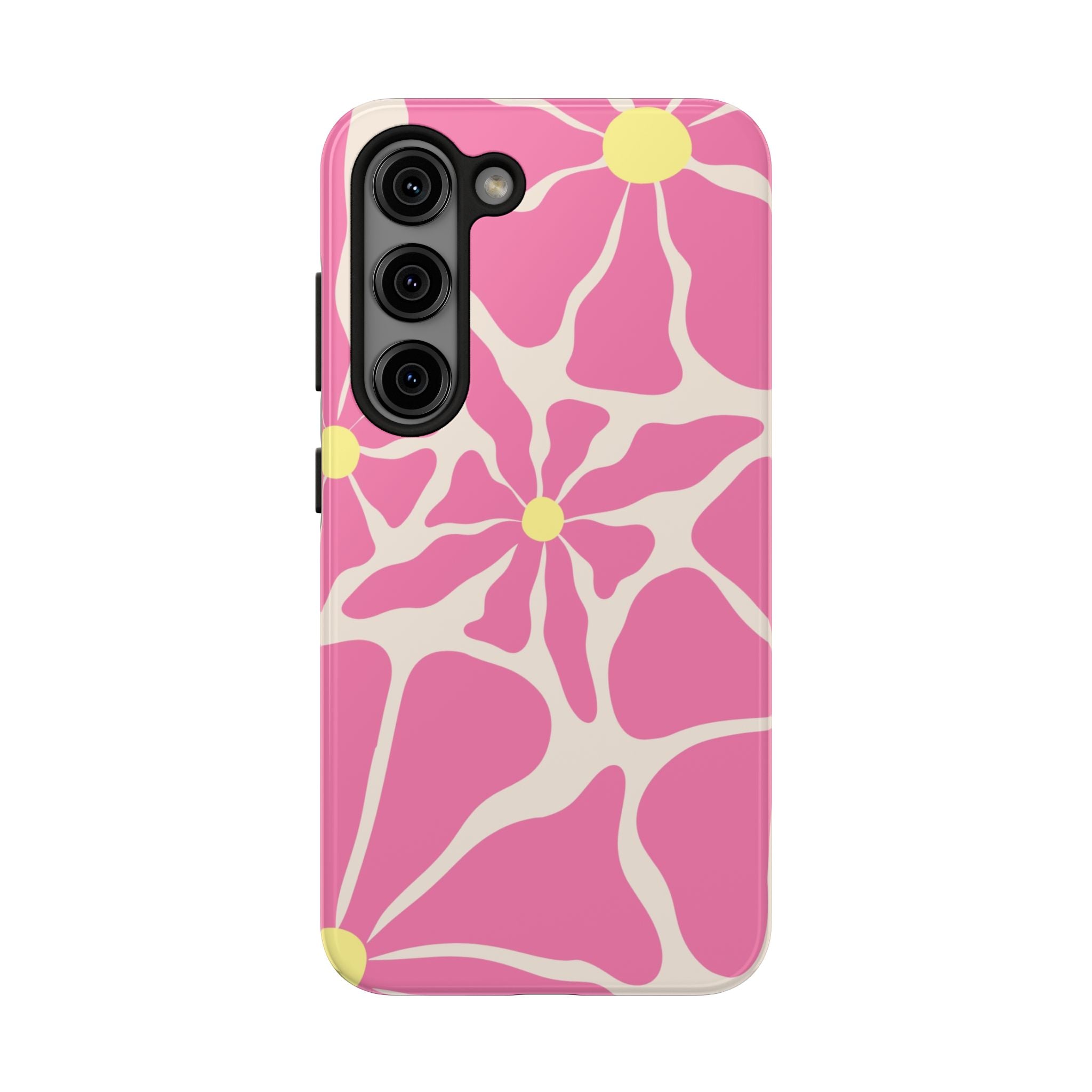 Pink Retro Floral Tough Phone Case — Durable Protective iPhone Cover