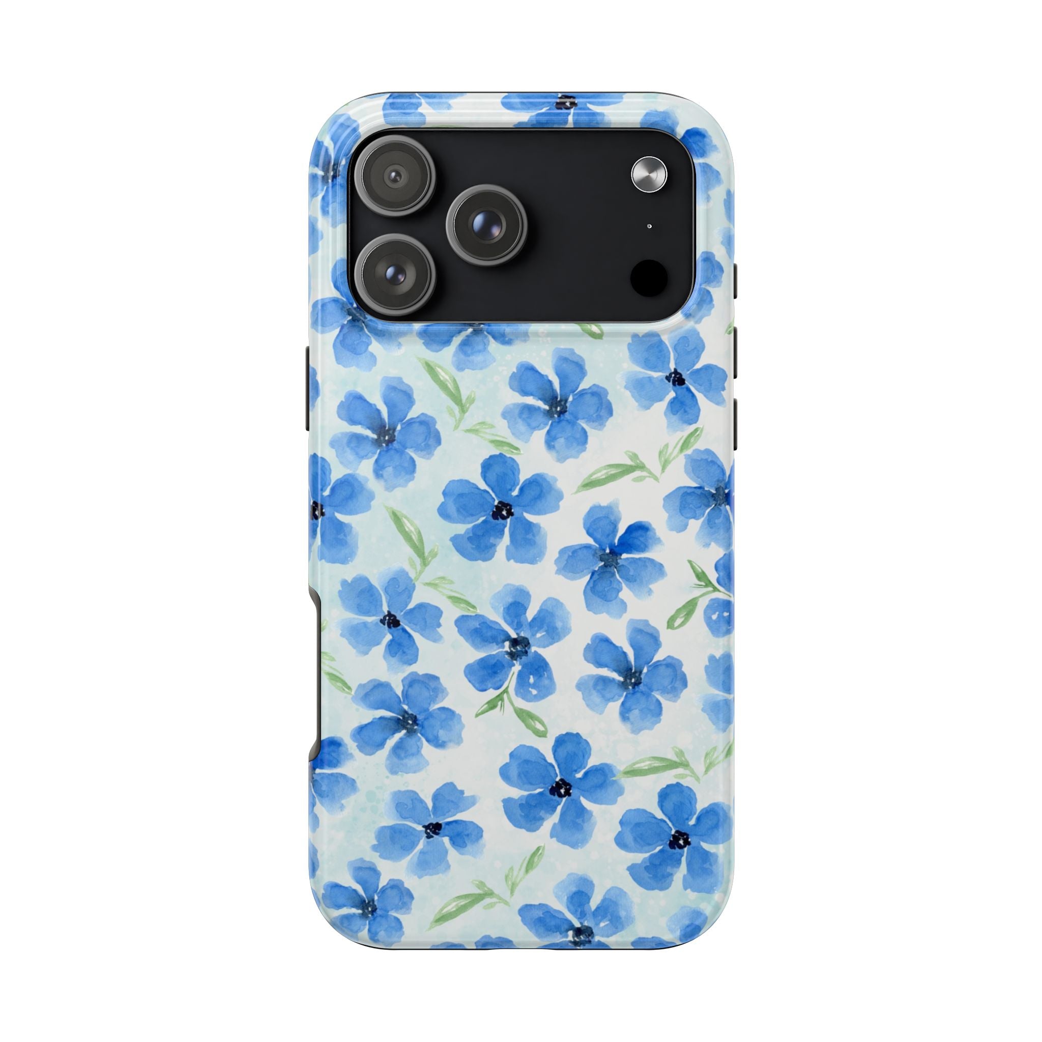 Blue Watercolor Floral Tough Phone Case — Durable Floral Phone Cover