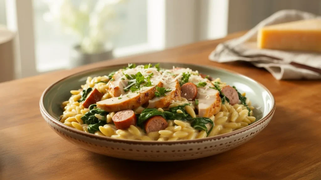 Creamy Chicken Sausage Orzo