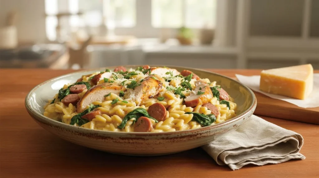 Creamy Chicken Sausage Orzo